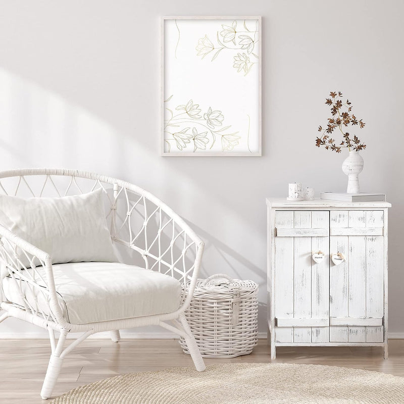 Comodino con 2 Ante, Mobiletto credenza da Terra, 3 Ripiani Interni, Bianco, Shabby Chic, per Cucina Bagno - Misure: 70 x 51 x 30 cm (HxLxP)