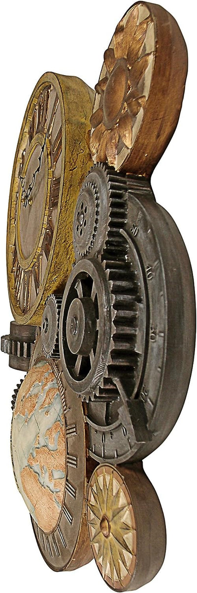 Design Toscano Ingranaggi Steampunk Orologio a Parete Scultura, poliresina, a Colori, Media 43,25 cm