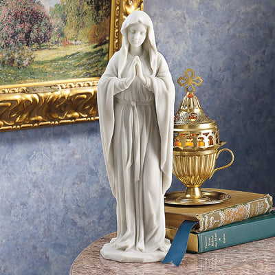 Design Toscano Beata Vergine Maria Statua, marmo-resina, bianco, Piccola 30,5 cm Statuetta