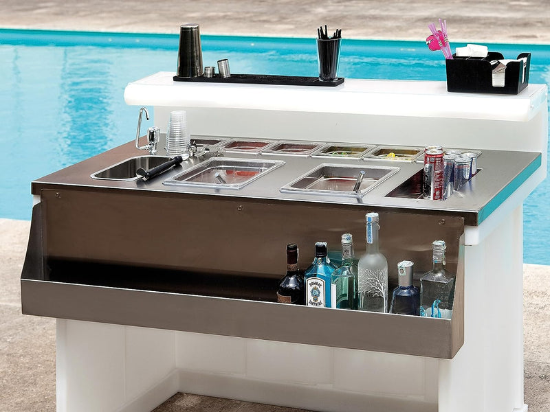 Bancone Bar Workstation Cocktail attrezzata SMONTABILE e TRASPORTABILE con LED e telecomando mod. Easybar col.VIOLA cm 142x82 altezza cm 110 MADE IN ITALY