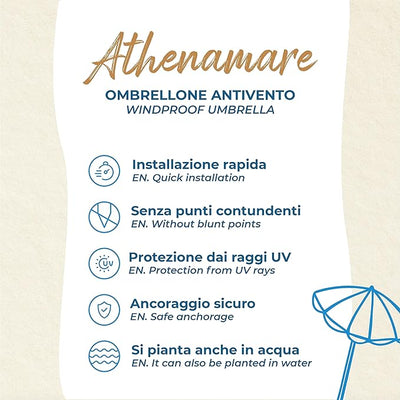 Ombrellone da spiaggia rosso antivento alluminio Protezione solare UV50+ Punta elica Inclinabile regolabile altezza Made in Italy giardino piscina