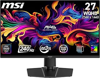 MSI MAG 273QP QD-OLED X24 26.5 Inch WQHD Gaming Monitor - 2560 x 1440 Quantum Dot OLED Panel 240Hz / 0.03ms, 99% DCI-P3, E2, DisplayHDR True Black 400, DP 1.4a, HDMI 2.1