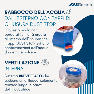 Borotto LUMIA 56 Automatica - Incubatrice per Uova Professionale Brevettata, con Girauova Automatico - per 56 Uova Medio/Grandi