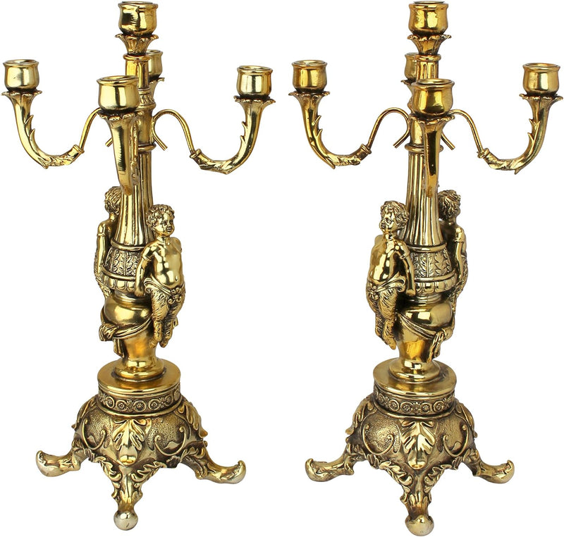 Design Toscano KY7156 Candelabro Grande Château, Set da Due, Oro