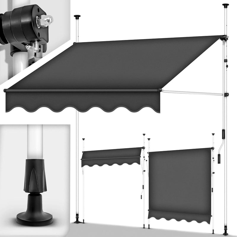 Tenda da Sole a Bracci con Manovella 300cm Resistente per Esterno ai Raggi UV e Regolabile in Altezza