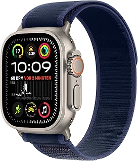 Apple Watch Ultra 2 (GPS + Cellular 49mm) Smartwatch, Sport Watch with Titanium Case in Nature and Trail Loop in Blue (M/L) Fitness Tracker, Precise GPS, Extra Long Battery Life