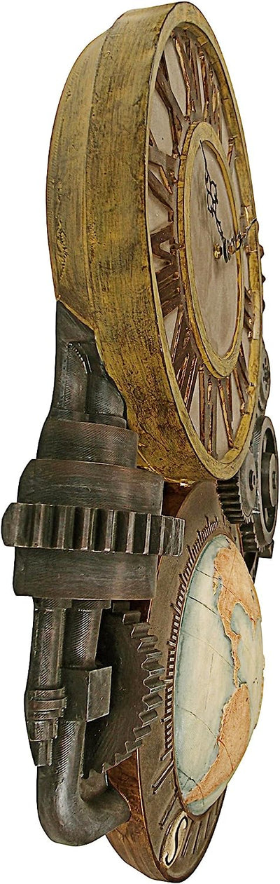 Design Toscano Ingranaggi Steampunk Orologio a Parete Scultura, poliresina, a Colori, Media 43,25 cm