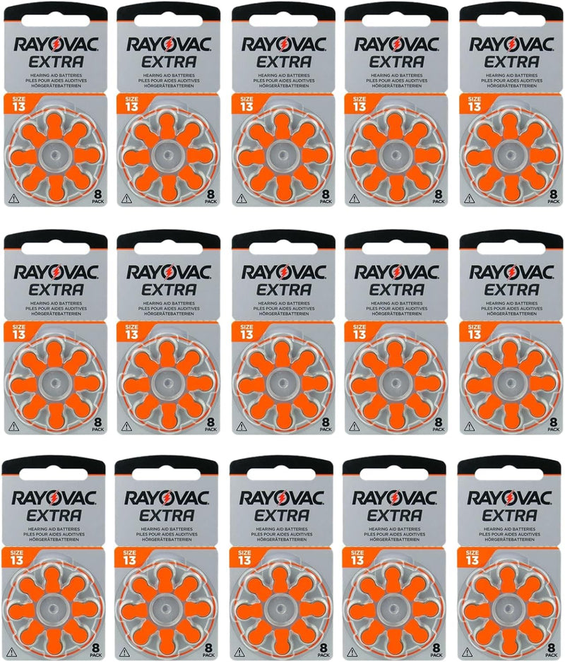 120 Batterie PILE RAYOVAC Extra 13 x Apparecchi Acustici PROTESI udito PR48 1,45v