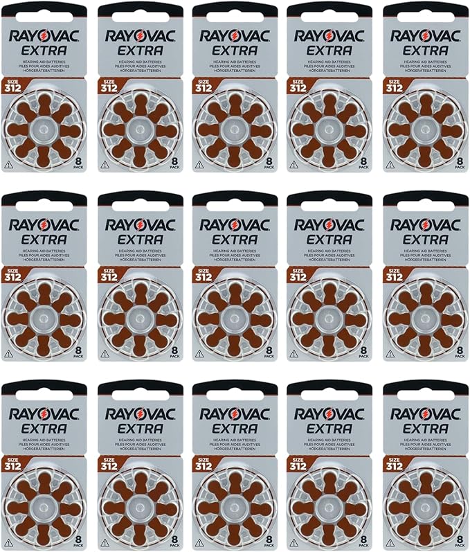 120 Batterie PILE RAYOVAC Extra 312 per Apparecchi Acustici Batterie PR41 1,45v