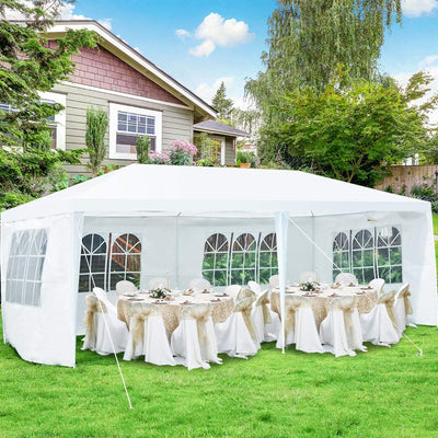 Gazebo da Giardino 6 x 3 m, Tendone per Feste con 4 Pareti Rimovibili, con Borsa di Trasporto, Impermeabile Protezione UV, per Matrimonio Eventi e Barbecue