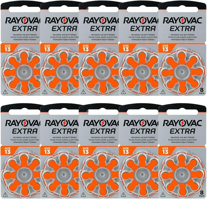 80 Batterie PILE RAYOVAC Extra 13 x Apparecchi Acustici PROTESI udito PR48 1,45v