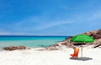 Ombrellone da spiaggia verde antivento alluminio Protezione solare UV50+ Punta elica Inclinabile regolabile altezza Made in Italy giardino piscina