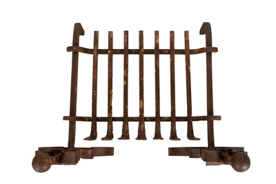 Biscottini Coppia di alari con braciere L70xPR50xH50 cm in ferro battuto Stabile composto