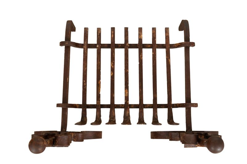 Biscottini Coppia di alari con braciere L70xPR50xH50 cm in ferro battuto Stabile composto