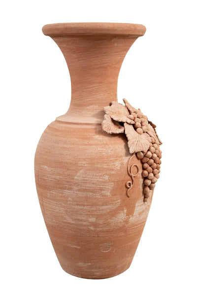 Biscottini Vaso Conca giara in terracotta toscana 100% Made in Italy interamente Lavorata a Mano L38xPR38xH80 cm
