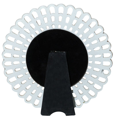 Biscottini Specchiera da appoggio diam.L21xPR2 cm finitura bianco anticato. Realizzata