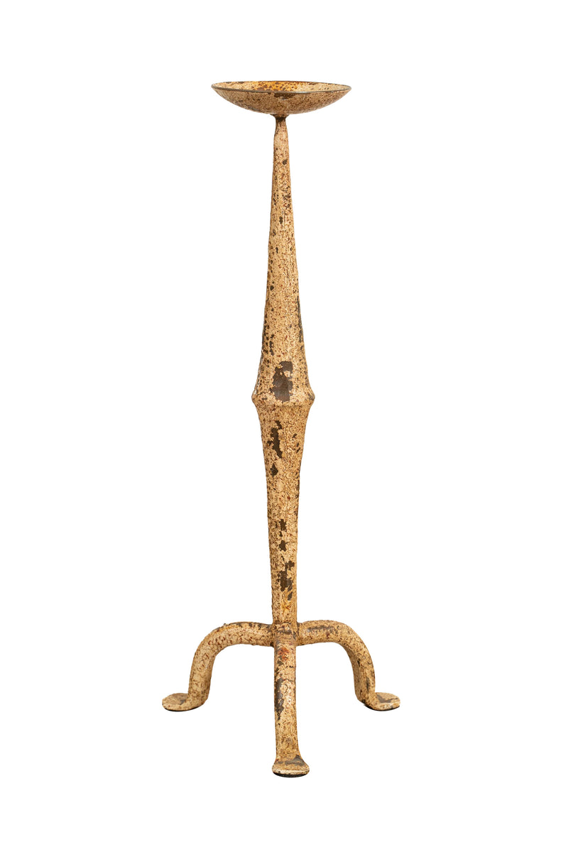 Biscottini CANDELIERE IN FERRO BATTUTO LAVORATO A MANO FINITURA BIANCA ANTICATA Candelabro