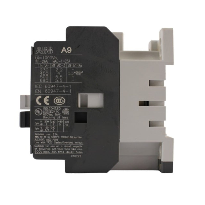 Contattore AC1 25A bobina 24V 50/60HZ + contatto NO tipo A9-30-10 ABB