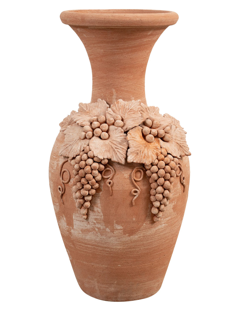 Biscottini Vaso Conca giara in terracotta toscana 100% Made in Italy interamente Lavorata a Mano L38xPR38xH80 cm