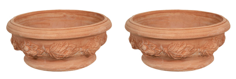 Biscottini Set 2 Cesta Cestina Vaso in Terracotta 100% Made in Italy interamente Lavorata a Mano Vaso Fiori L40XPR40XH19 CM