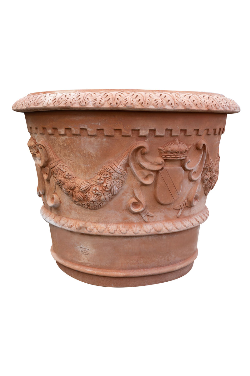 Biscottini Vaso Toscano invecchiato in terracotta toscana 100% Made in Italy interamente Lavorata a Mano L96xPR96xH74 cm