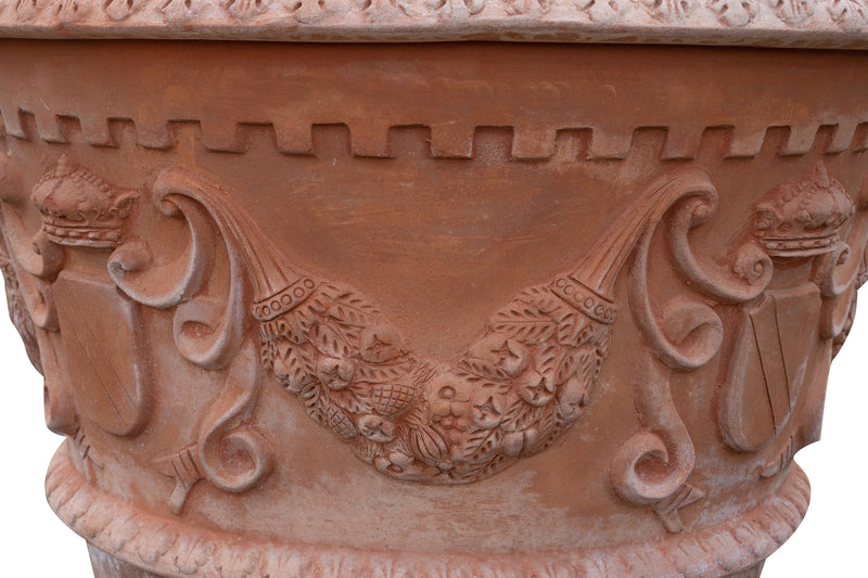 Biscottini Vaso Toscano invecchiato in terracotta toscana 100% Made in Italy interamente Lavorata a Mano L96xPR96xH74 cm