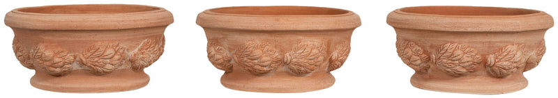 Biscottini Set 3 Cesta Cestina Vaso Terracotta 100% Made in Italy interamente Lavorato a Mano Vaso Fiori L30XPR30XH14 CM