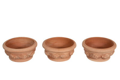 Biscottini Set 3 Cesta Cestina Vaso Terracotta 100% Made in Italy interamente Lavorato a Mano Vaso Fiori L30XPR30XH14 CM