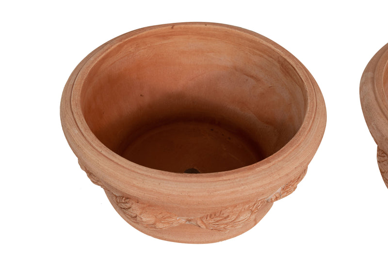 Biscottini Set 3 Cesta Cestina Vaso Terracotta 100% Made in Italy interamente Lavorato a Mano Vaso Fiori L30XPR30XH14 CM