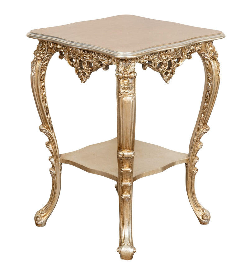 Biscottini TAVOLO PANCHETTO IN FINITURA FOGLIA ARGENTO ANTICATO MADE IN ITALY dimensioni