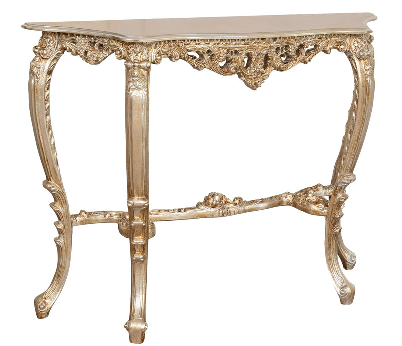 Biscottini CONSOLLE IN LEGNO FINITURA FOGLIA ARGENTO ANTICATO MADE IN ITALY dimensioni