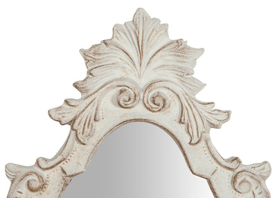 Biscottini Specchiera da parete in legno finitura bianco anticato L25xPR2,5xH40 cm Made in Italy