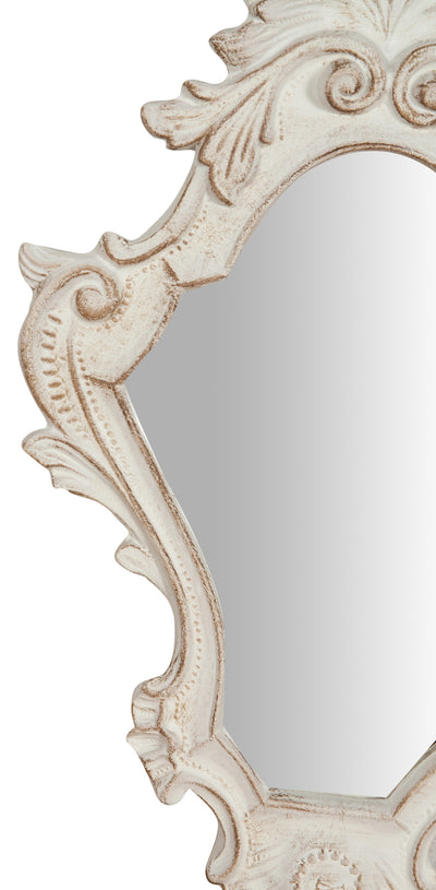 Biscottini Specchiera da parete in legno finitura bianco anticato L25xPR2,5xH40 cm Made in Italy