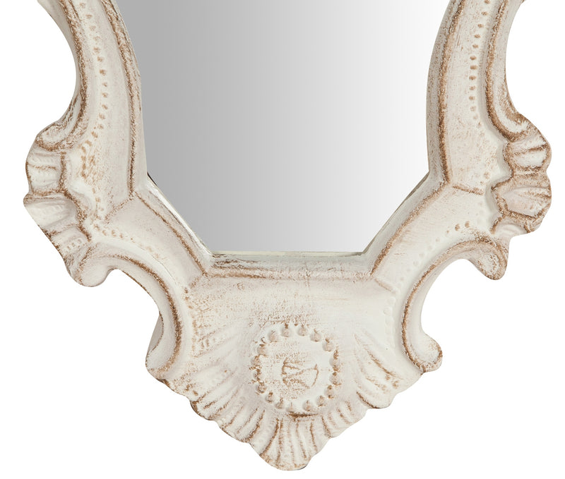 Biscottini Specchiera da parete in legno finitura bianco anticato L25xPR2,5xH40 cm Made in Italy