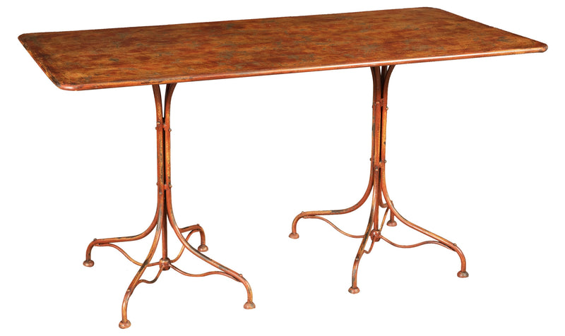 Biscottini TAVOLO IN FERRO BATTUTO FINITURA ROSSO ANTICATO dimensioni lunghezza profondità