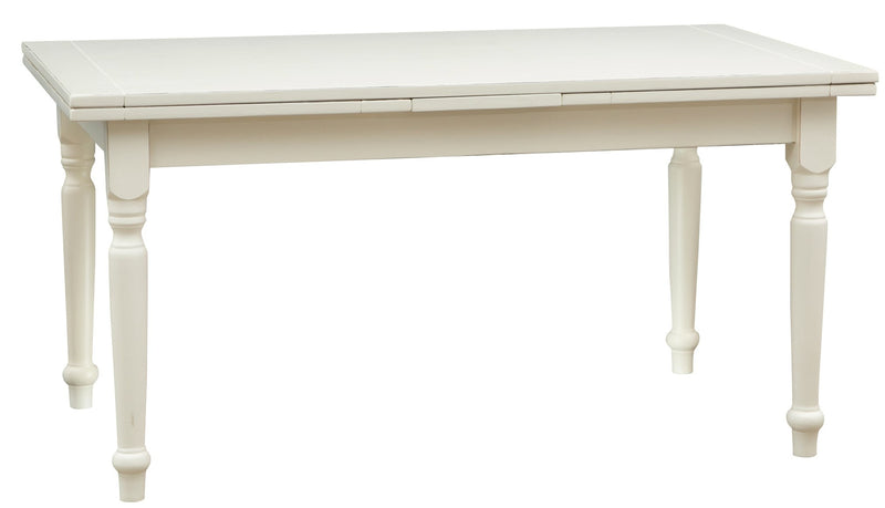 Biscottini Tavolo allungabile Country in legno massello di tiglio finitura bianca anticata L160xPR90xH80 cm. Made in Italy