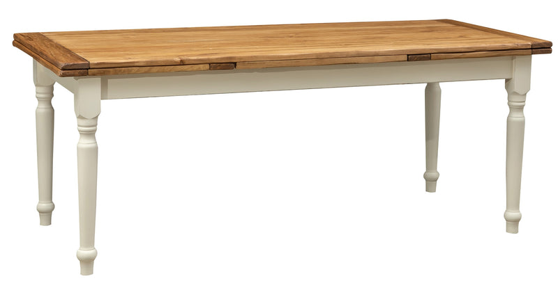 Biscottini Tavolo Country allungabile in legno massello di tiglio struttura bianca anticata piano naturale L200xPR90xH80 cm. Made in Italy