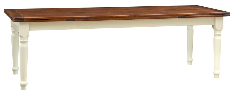 Biscottini Tavolo Country allungabile in legno massello di tiglio struttura bianca anticata top noce L250xPR100xH80 cm. Made in Italy