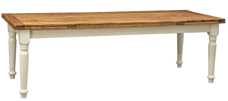 Biscottini Tavolo Country allungabile legno massello di tiglio struttura bianca anticata piano naturale L250xPR100xH80 cm. Made in Italy