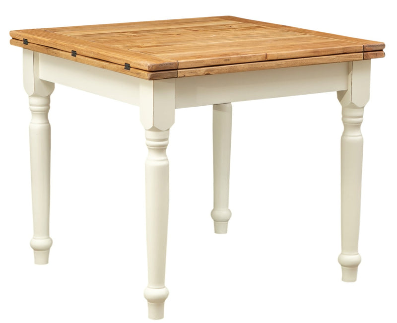 Biscottini Tavolo Country allungabile in legno massello di tiglio struttura bianca anticata piano naturale L90xPR90xH80 cm. Made in Italy