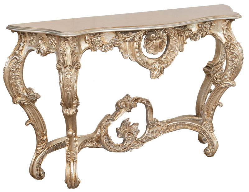 Biscottini CONSOLLE IN LEGNO FINITURA FOGLIA ARGENTO ANTICATO MADE IN ITALY dimensioni