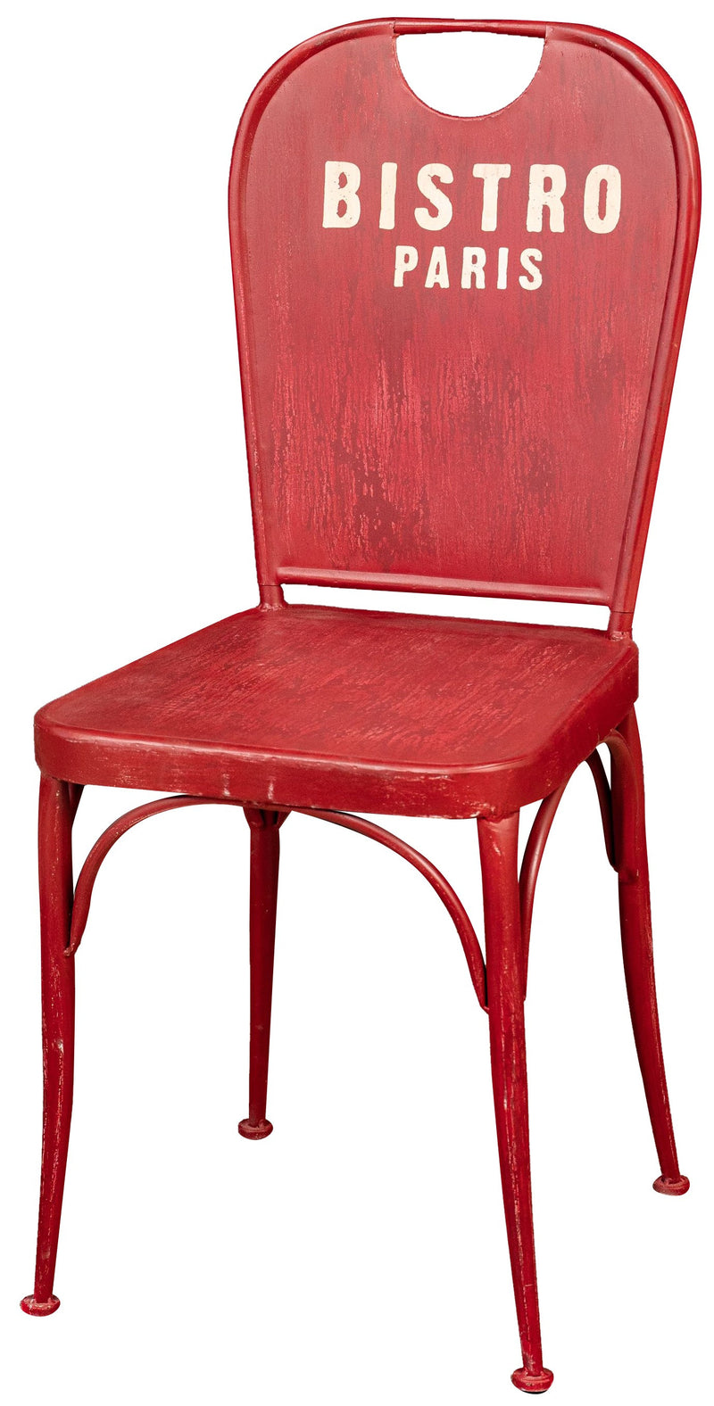 Biscottini Sedia sagomata "Bistro de Paris" in ferro finitura rosso anticata L43xPR48xH92 cm