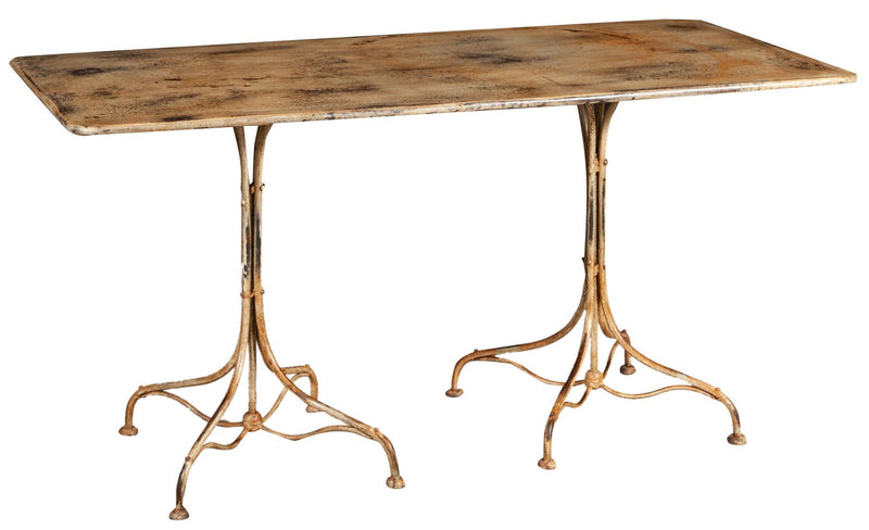 Biscottini TAVOLO IN FERRO BATTUTO FINITURA CREMA ANTICATA dimensioni lunghezza profondità