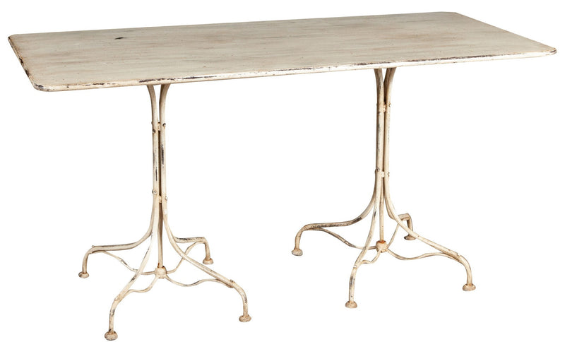 Biscottini TAVOLO IN FERRO BATTUTO FINITURA BIANCA ANTICATA dimensioni lunghezza profondità