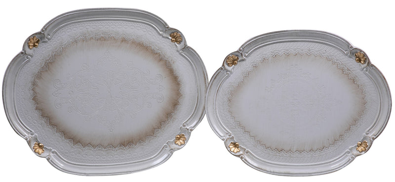 Biscottini SET DUE VASSOI IN LEGNO FIORENTINI decorati incisi mano Offerta Speciale