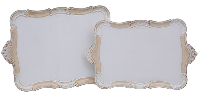 Biscottini SET DUE VASSOI IN LEGNO FIORENTINI decorati incisi mano Offerta Speciale