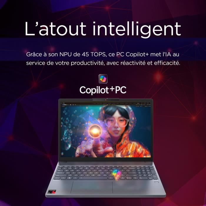 Laptop LENOVO IdeaPad Slim 3 15Q8X10  15.3 WUXGA IPS - Qualcomm Snapdragon X - 16 GB - 512 GB - Cover in alluminio - Copilot +