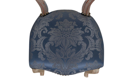 Biscottini Sedia poltroncina stile francese Luigi XVI in legno massello di faggio finitura argento e blu