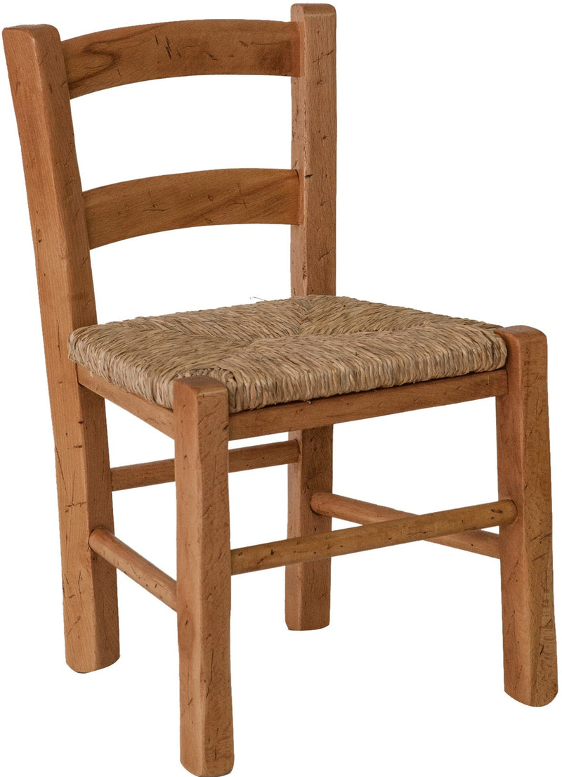 Biscottini Sedia baby in legno massello di faggio con seduta in paglia L30xPR29xH50 cm Made in Italy