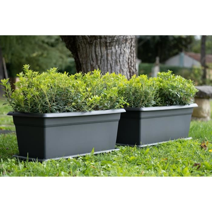 Mediterraneo Rectangular Flower Bin - 110L - 100 cm - Plastica - Antracite